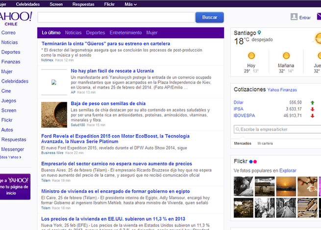 Portada de Yahoo