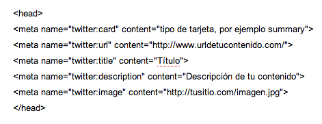 Código TwitterCards