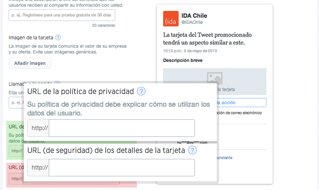 Políticas de privacidad y formulario externo