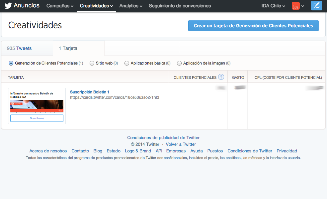crear tarjeta de generación de clientes potenciales
