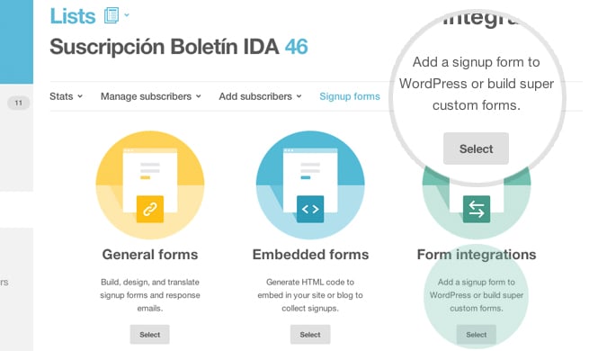 Form Integrations MailChimp