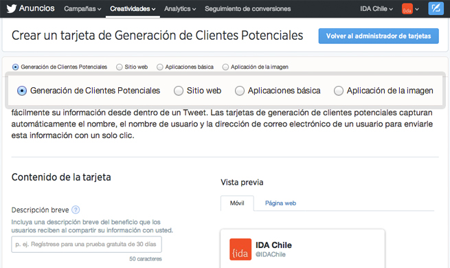 Edición twitter card