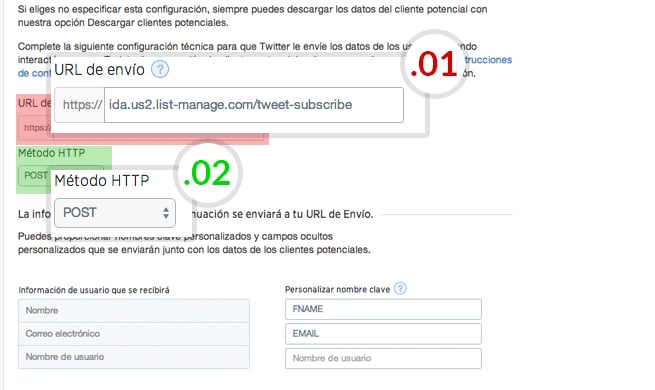 url para configuración MailChimp