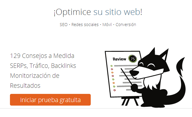 Logo de Woorank con el mensaje: ¡Optimice su sitio web!