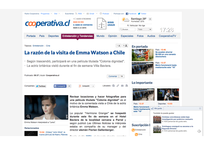 Sitio chileno de noticias sin banners