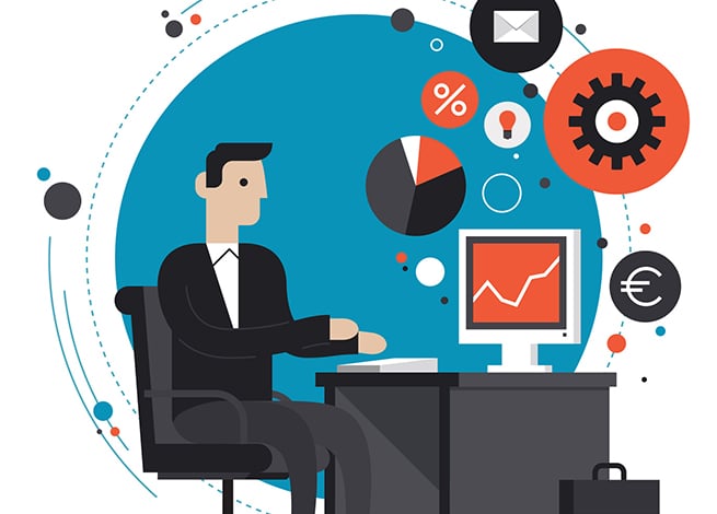 Hombre trabajando en su oficina