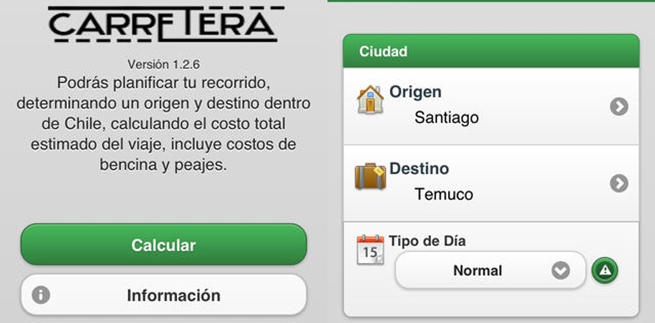 Capturas de pantalla de la aplicación Carretera