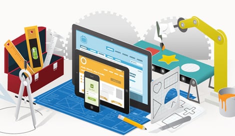 Imagen de 5 etapas de un proyecto digital orientado a los usuarios