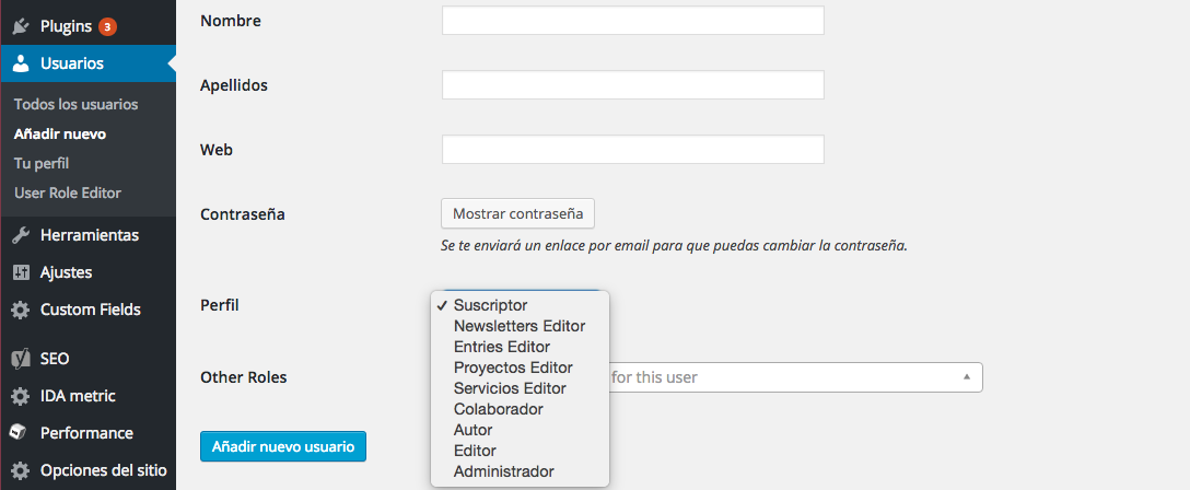 Funciones wordpress_usuarios - ida