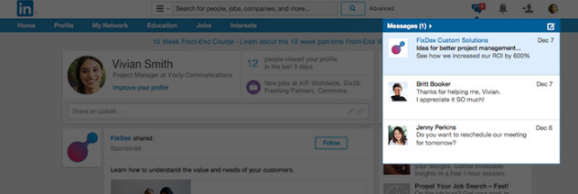 Mensajes privados patrocinados en LinkedIn