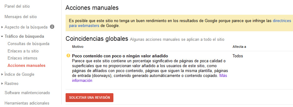 penalización manual de Google