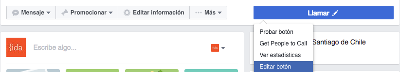 Edición de un llamado a la acción en Facebook