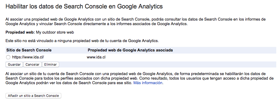 Conectar Search Console con GA