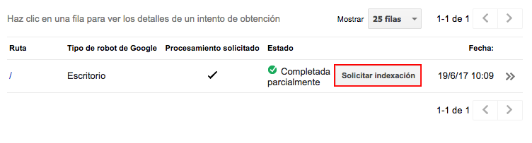 Solicitar la indexación