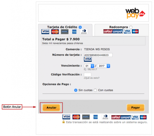 Anular Webpay Plus Webservice