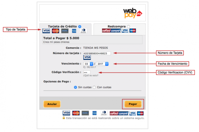 PRueba de integración tarjeta de crédito sin cuotas