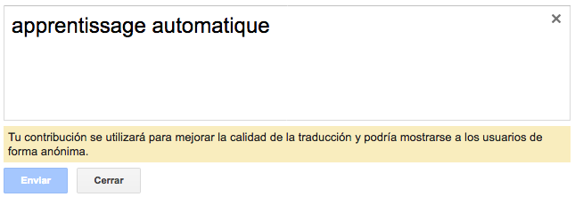 Mensaje para mejorar la traducción en el Traductor de Google