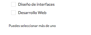 Captura de pantalla de la selección de servicios con el mensaje "Puedes seleccionar más de uno" debajo de ella.