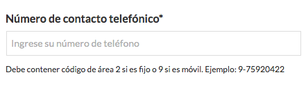Campo de número de contacto en el cotizador de IDA.