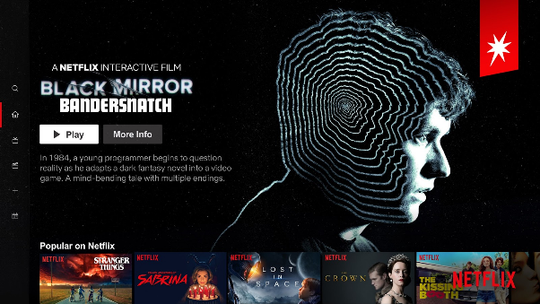 Portada de Netflix con Bandersnatch como contenido destacado