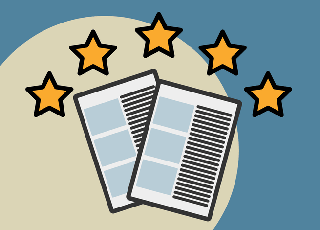 dos textos en hojas, con estrellas arriba.