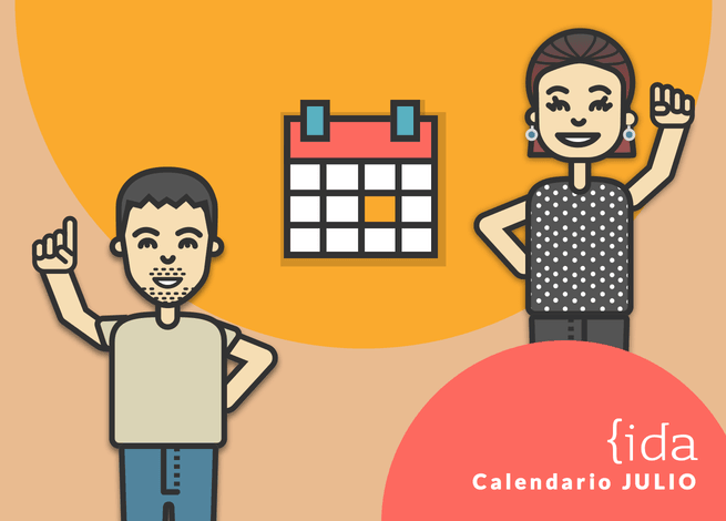Dos personas al rededor del calendario.