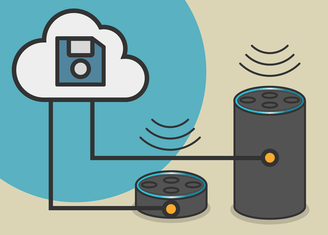 Dispositivos asistentes de voz, relacionados a la nube de almacenamiento.