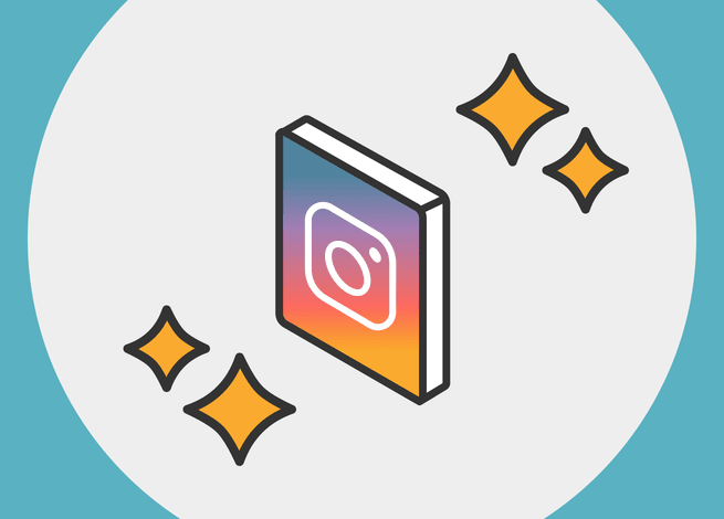 Instagram al rededor de unas chispas de brillo.