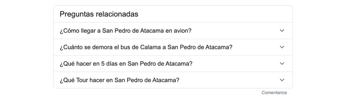 Preguntas relacionadas según Google