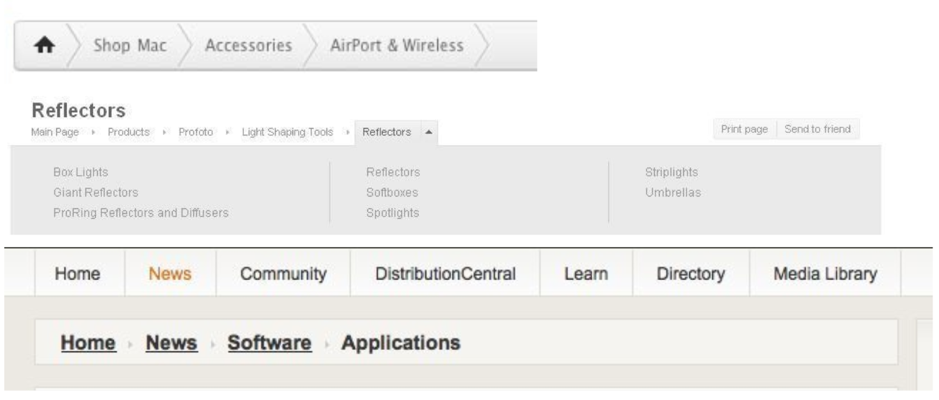 Breadcrumbs como ejemplo de patrones de interacción en diseño ui.