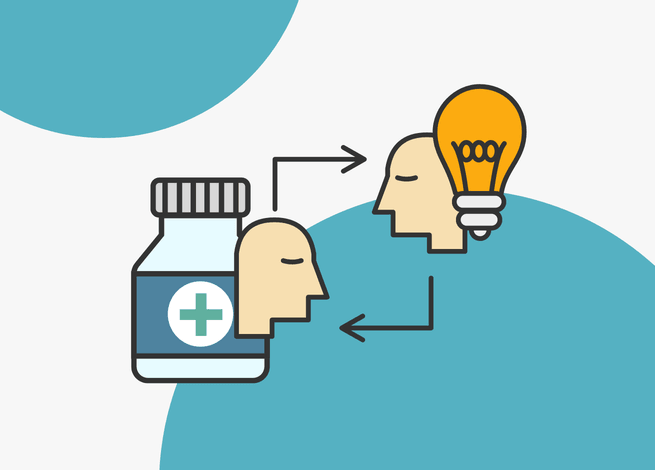 dos cabezas: la primera ligada a la medicina, la otra a la tecnología se unen a través de intersecciones