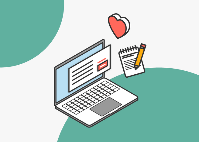 Un computador con texto en su pantalla, refleja es trabajo de UX Writing para Blog IDA.