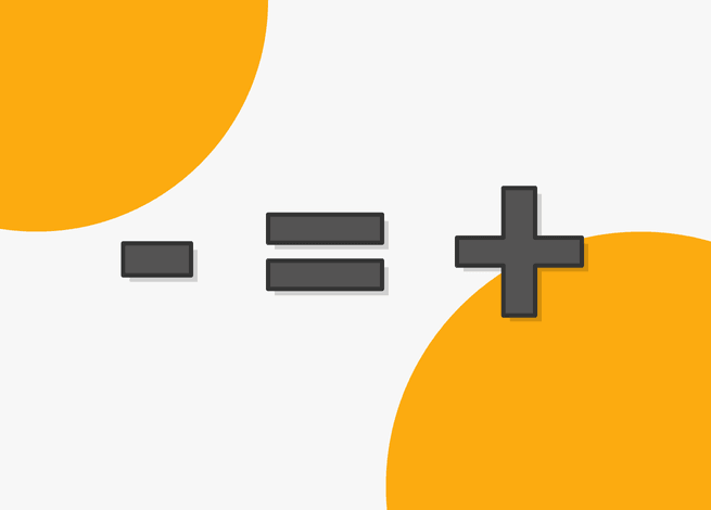 Un símbolo menos, igual a más, simboliza el diseño minimalista.