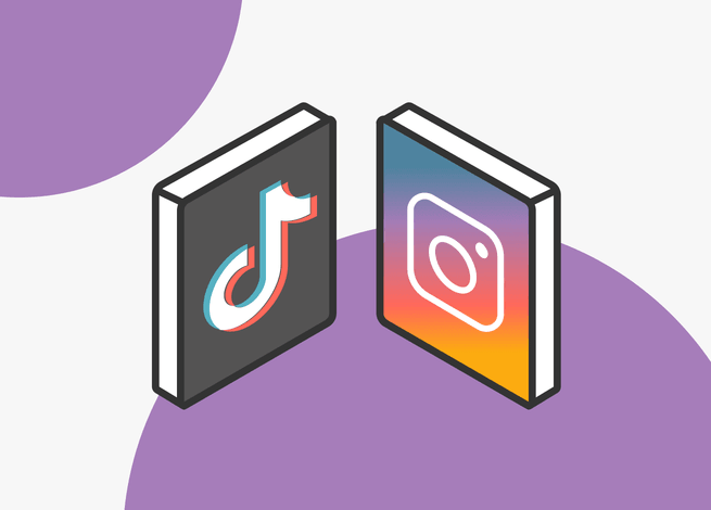Ícono de Tik Tok y el de Instagram frente a frente.