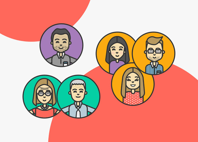 Diferentes usuarios en burbujas reflejan la importancia de la segmentación de datos.