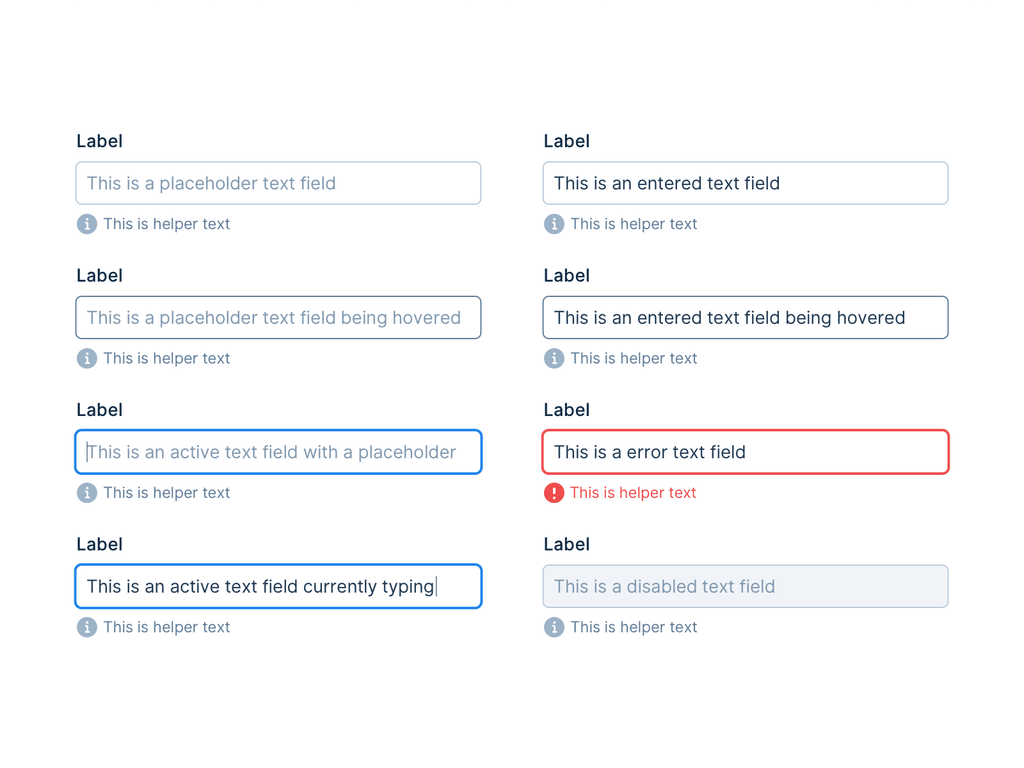 Formulario y sus diversos estados.
