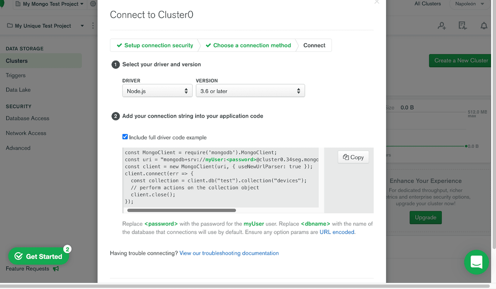 Inclusión de ejemplo según el lenguaje seleccionado.