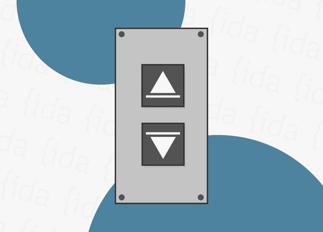 Botones de un ascensor que nos indican dos posibilidades: subir o bajar. Esto se logra gracias al affordance.