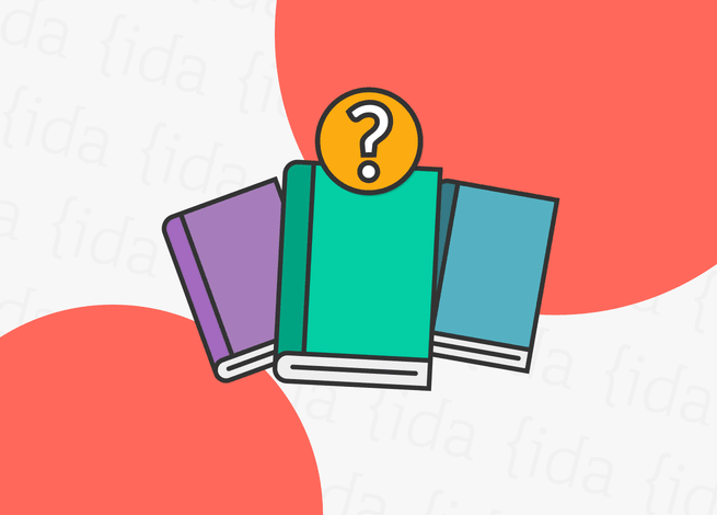 tres libros con un signo de interrogación arriba de uno de estos.