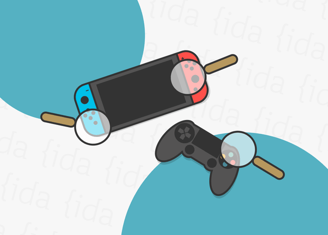 Una consola junto a un joystick que refleja a la industria de los videojuegos.