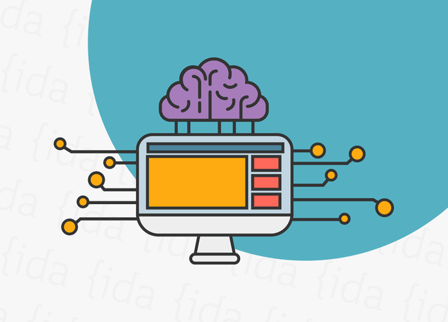 Computador con un cerebro encima de él, lo que refleja a la inteligencia artificial y al día mundial de la usabilidad.