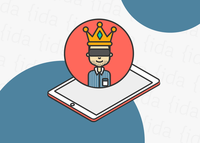 dispositivo con una persona que sale de este y no muestra a un hombre con una venda en los ojos y corona, lo que demuestra que no se ha percatado de su privilegio.