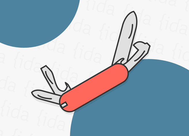 navaja suiza que representa las heurísticas de Nielsen: flexibilidad y minimalismo.