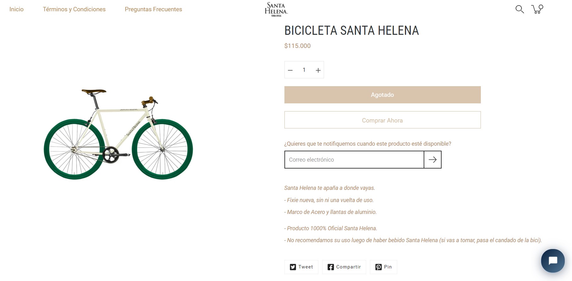 Interfaz de el sitio santa helena.