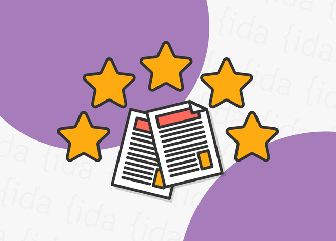 Dos hojas con contenidos dentro de estas y estrellas a su alrededor que demuestran la calidad de estos.