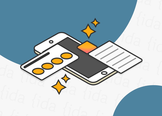 celular con "trucos" en la parte superior.