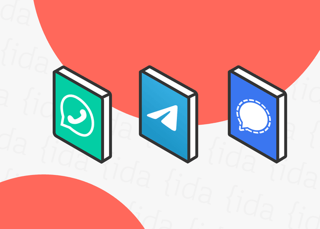 íconos de WhatsApp, Telegram y Signal