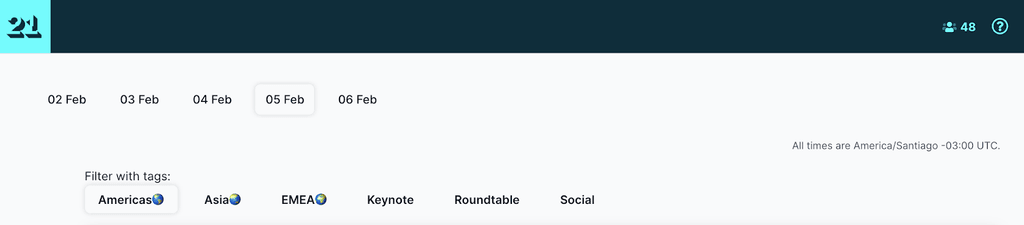 Recuadro con los diversos usos horarios del Interaction 21.