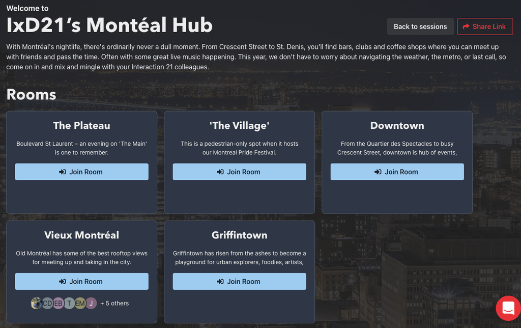 Interfaz del Montéal Hub.