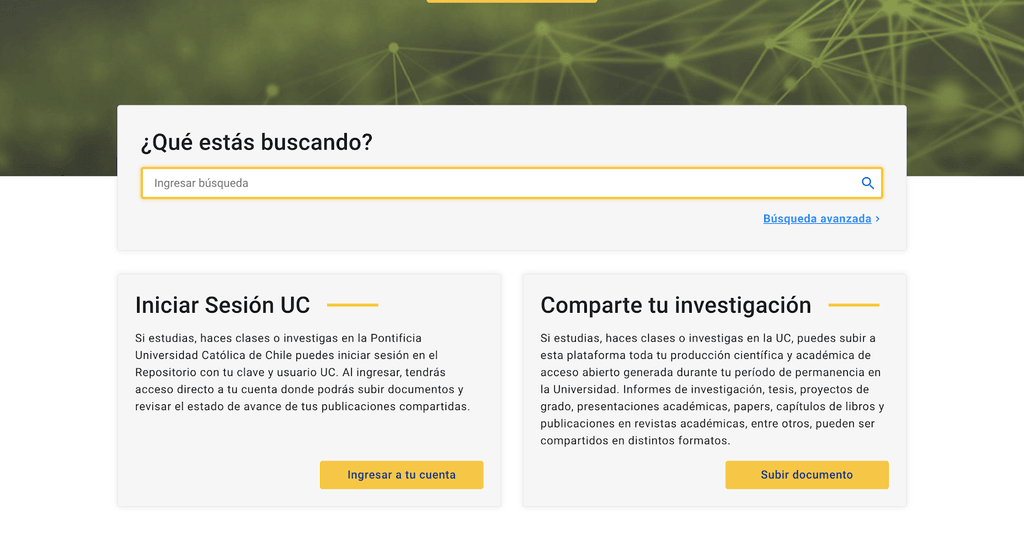 interfaz del sitio repositorio UC